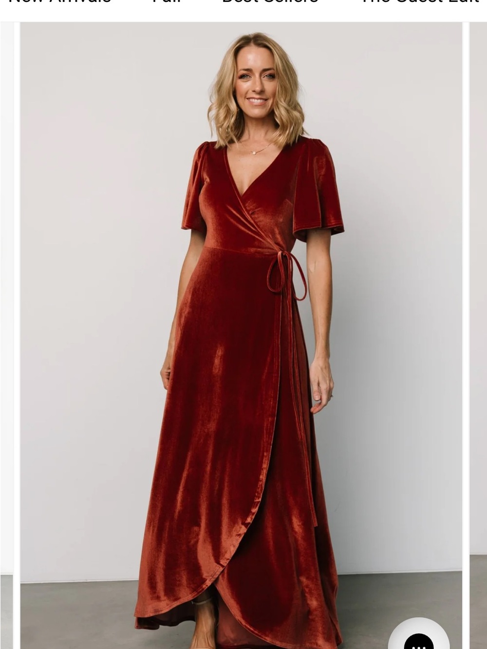 Baltic Born Rust Velvet Wrap Maxi Dress